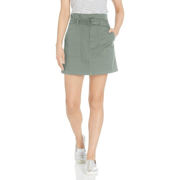 Volcom Frochickie Paperbag Waist Mini Skirt Green Small Boho Belted recycled - Picture 1 of 6